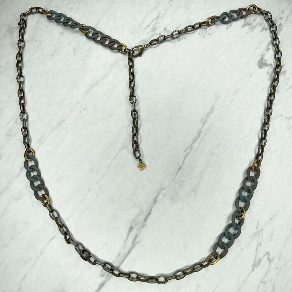 BD Long Metal Chain Link and Coated Link Statement Necklace
